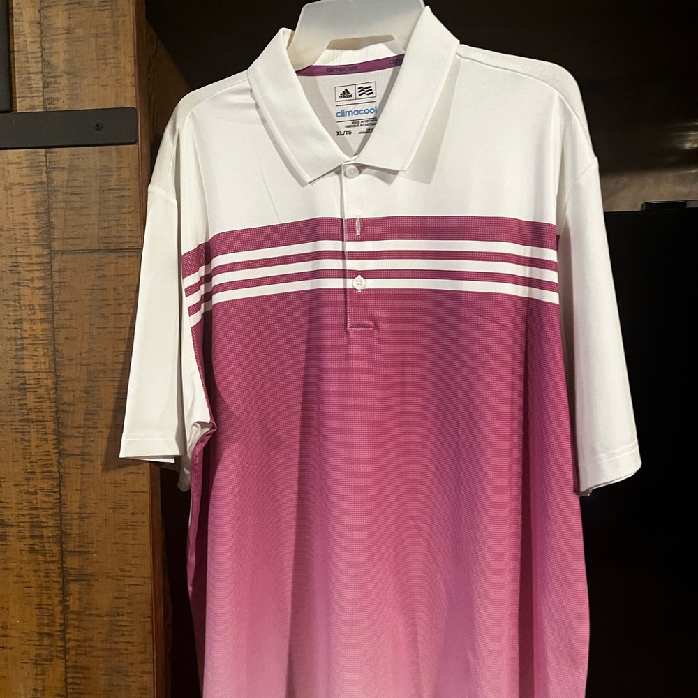 adidas White & Magenta Gradient Climacool Polo